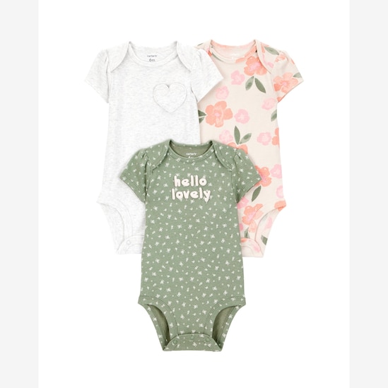 Kit body bebê 3 peças flores e poá multicor | Carter's