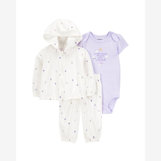 Conjunto longo bebê 3 peças balões branco | Carter's