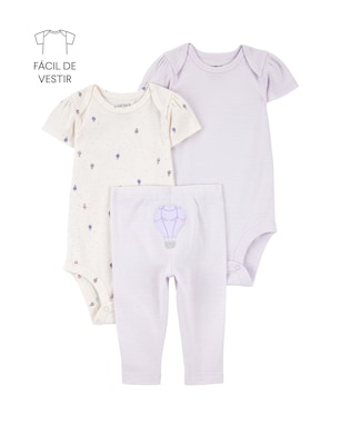 Conjunto longo bebê 3 peças balões lilás | Carter's