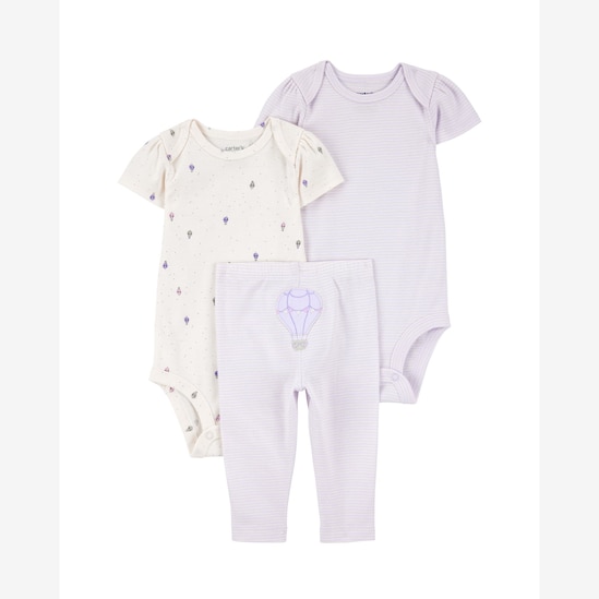 Conjunto longo bebê 3 peças balões lilás | Carter's