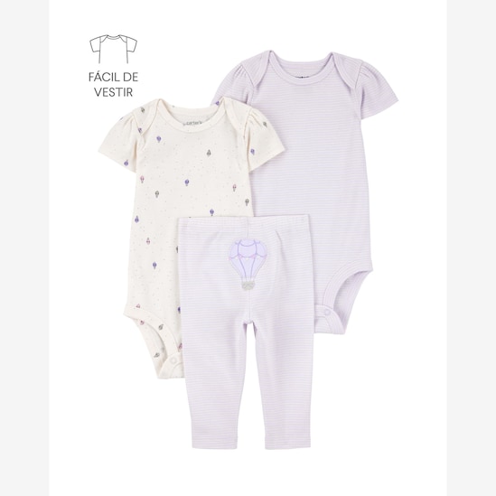 Conjunto longo bebê 3 peças balões lilás | Carter's