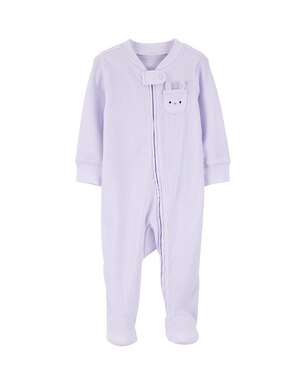 Macacão bebê manga longa com pezinho coelhinho lilás | Carter's