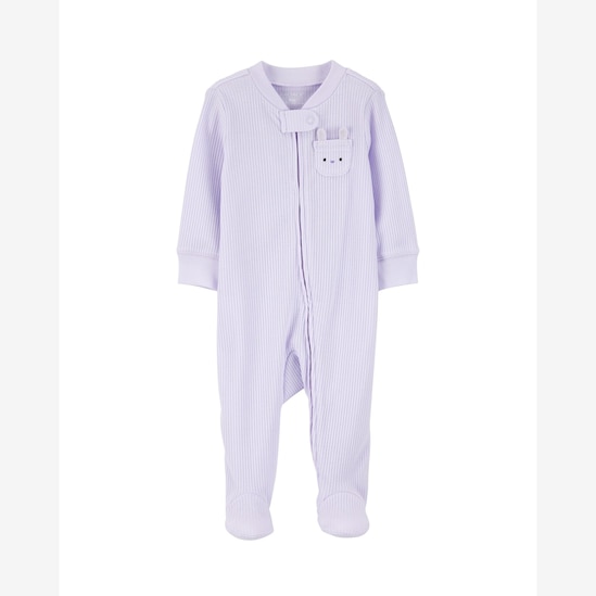 Macacão bebê manga longa com pezinho coelhinho lilás | Carter's