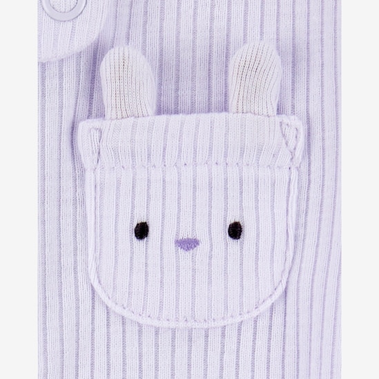 Macacão bebê manga longa com pezinho coelhinho lilás | Carter's