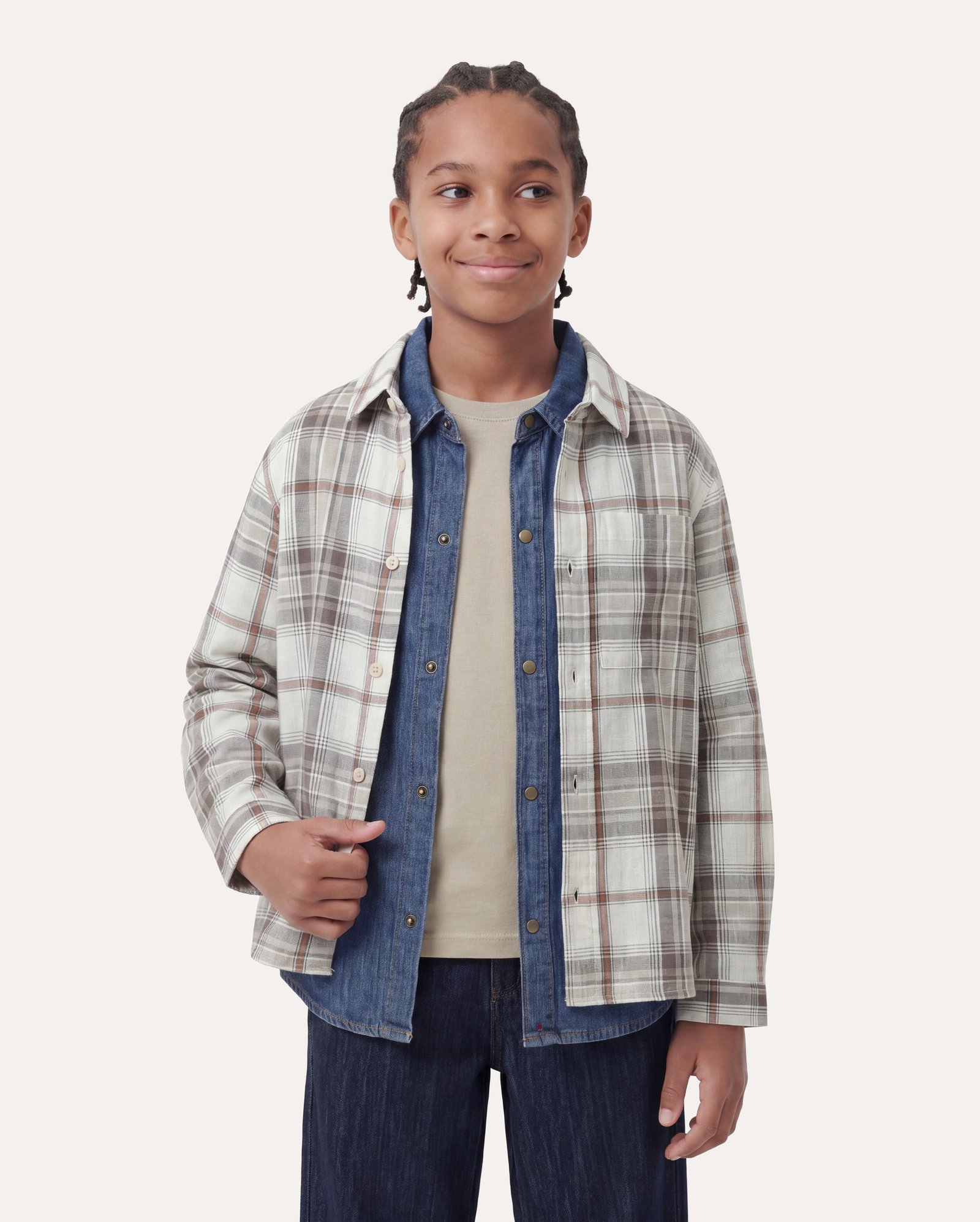 Camisa infantil xadrez manga longa 6-14A - multicor