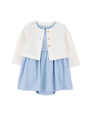 Vestido bebê evasê canelado com casaco multicor | Carter's