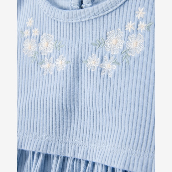 Vestido bebê evasê canelado com casaco multicor | Carter's