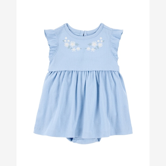 Vestido bebê evasê canelado com casaco multicor | Carter's