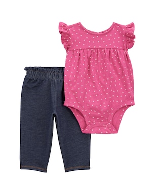 Conjunto longo bebê 2 peças poá e jeans multicor | Carter'