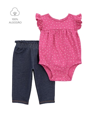 Conjunto longo bebê 2 peças poá e jeans multicor | Carter'