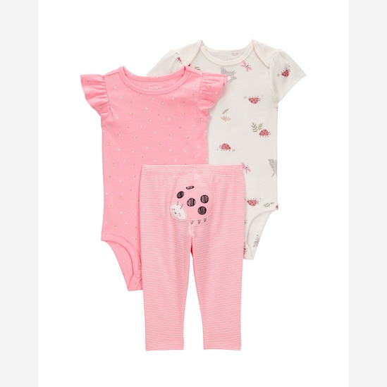 Conjunto longo bebê 3 peças joaninha rosa | Carter's