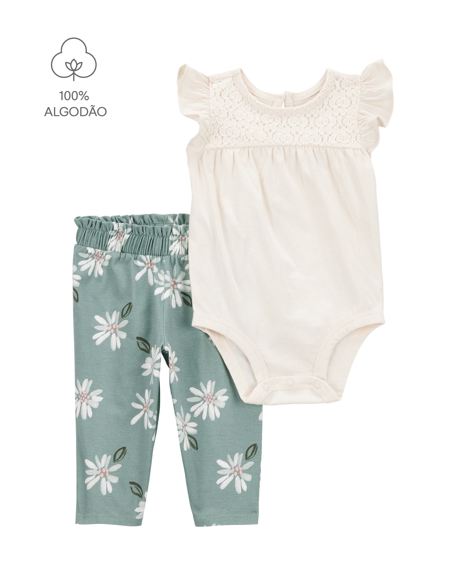Conjunto longo bebê 2 peças floral e texturizado multicor | Carter's