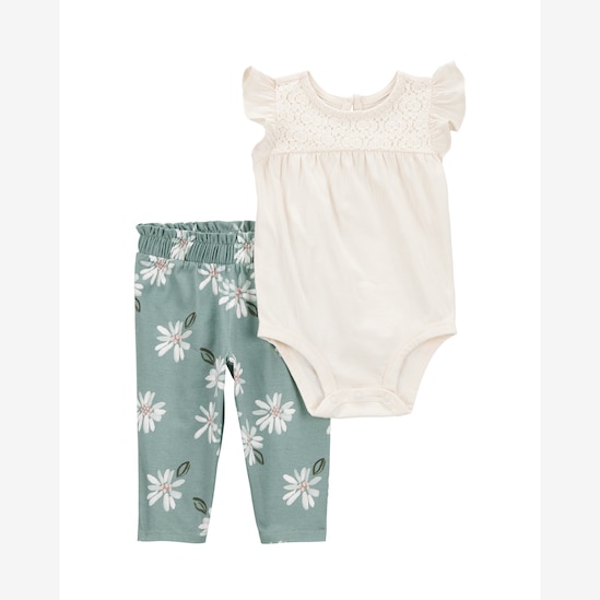 Conjunto longo bebê 2 peças floral e texturizado multicor | Carter's