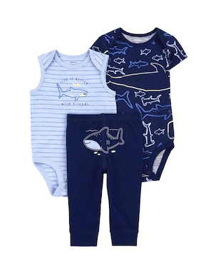 Conjunto longo bebê 3 peças tubarãozinho azul | Carter's
