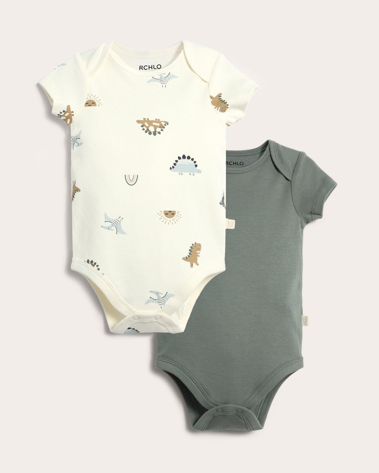 Kit body bebê 2 peças estampado - Branco