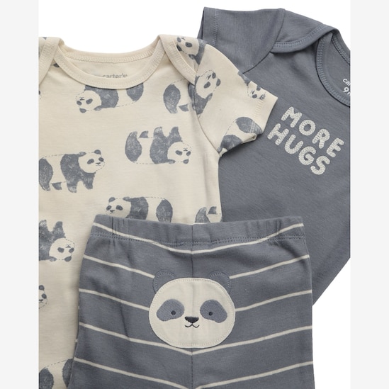 Conjunto longo bebê 3 peças pandas - multicor | Carter's