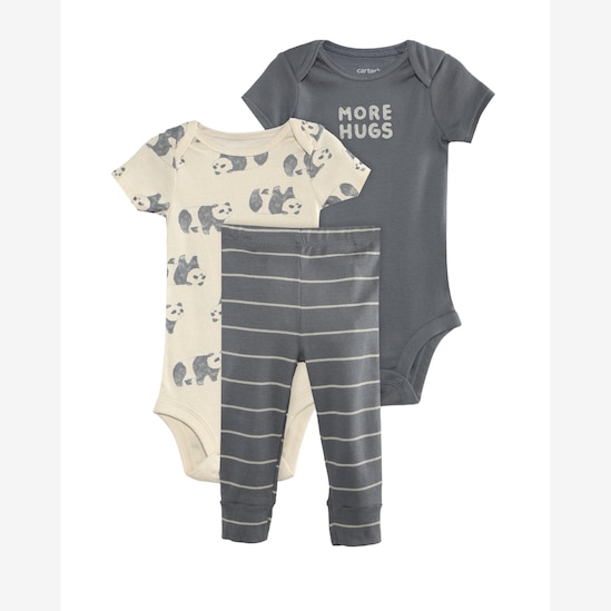 Conjunto longo bebê 3 peças pandas - multicor | Carter's
