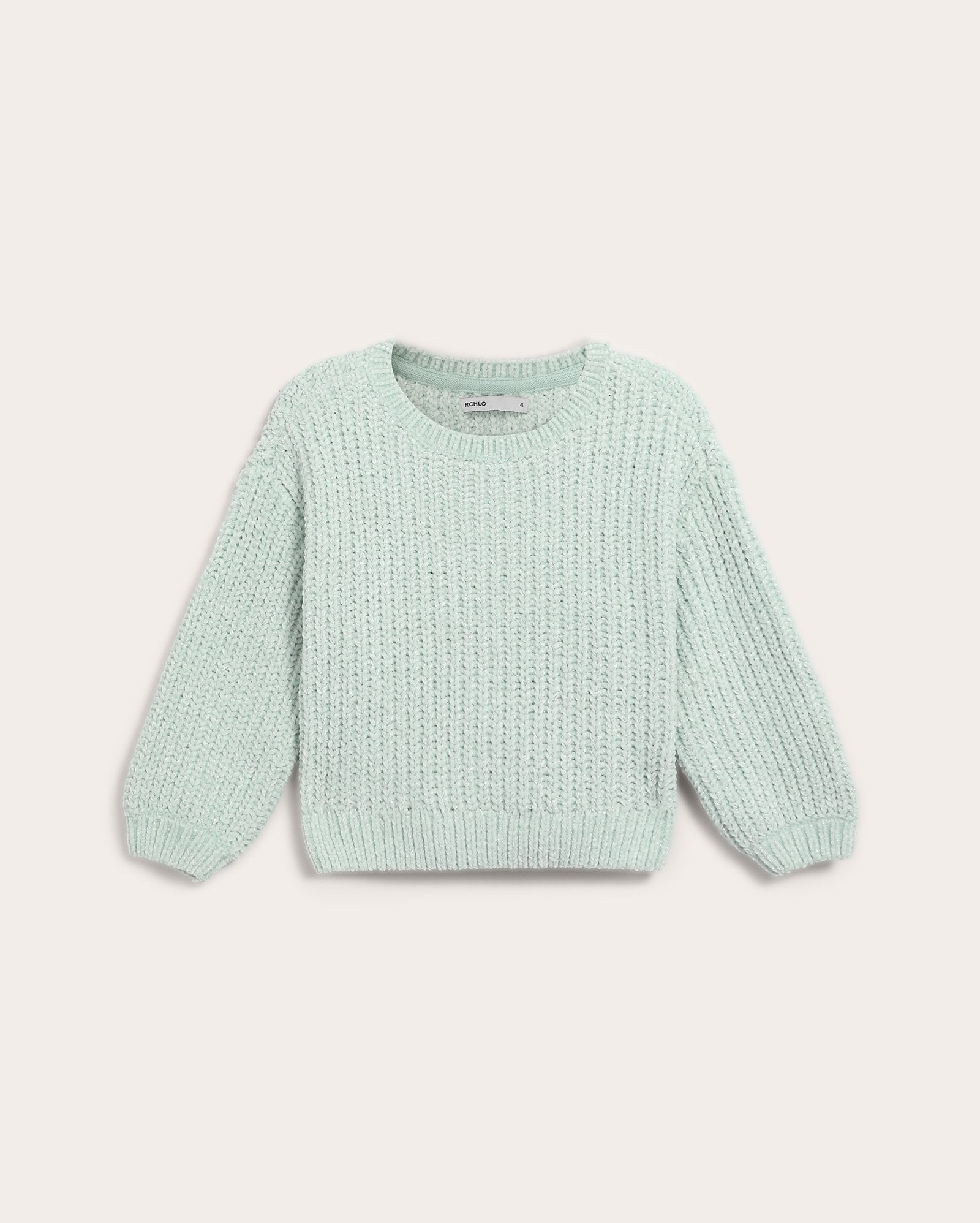 Suéter infantil de tricot fios metalizados 1-6A - Verde Claro