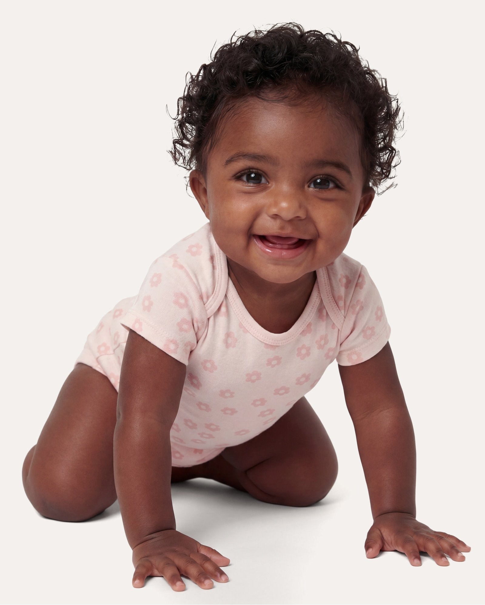 Body bebê manga curta estampado - rosa