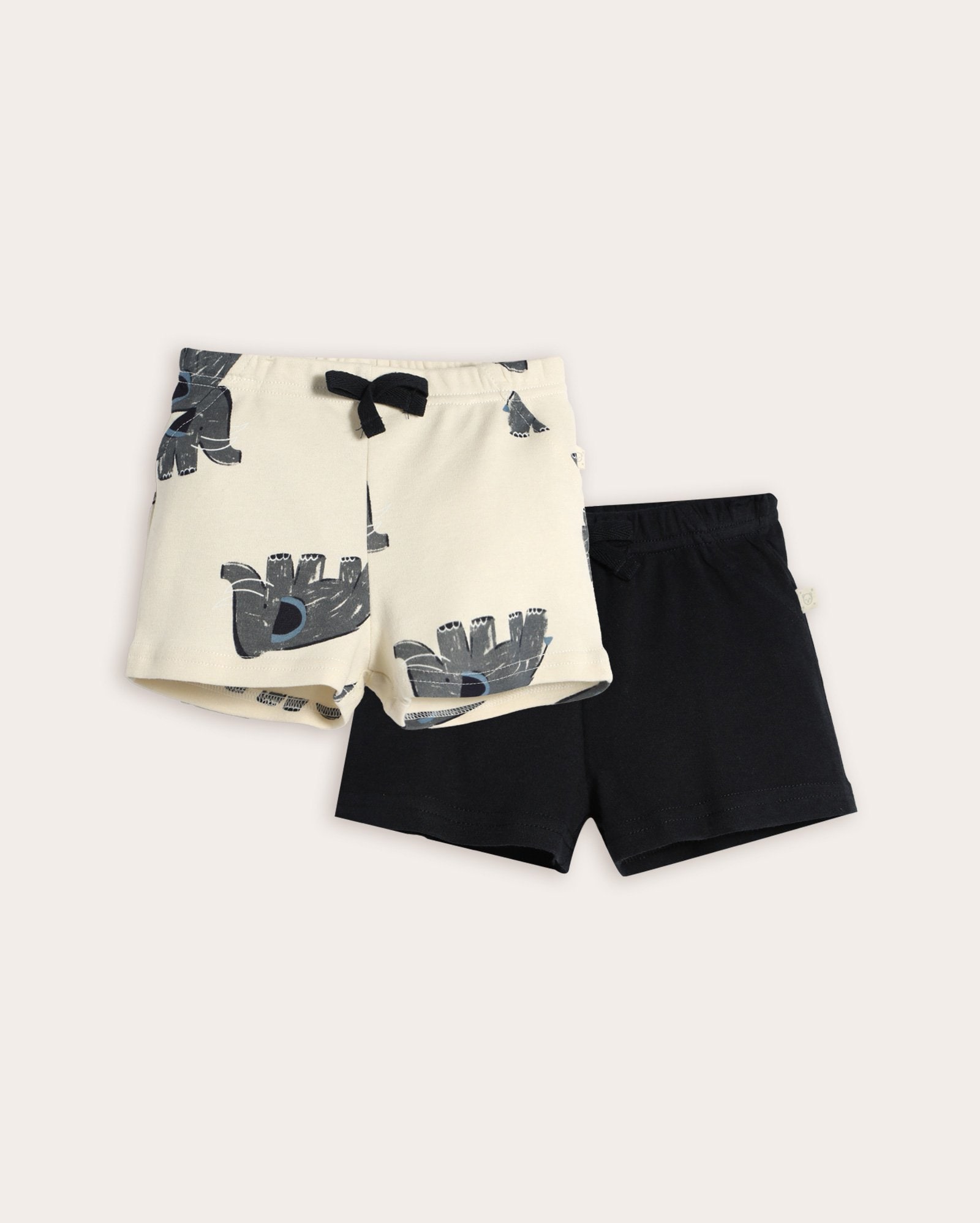 Kit short bebê 2 peças com elástico estampado - Bege