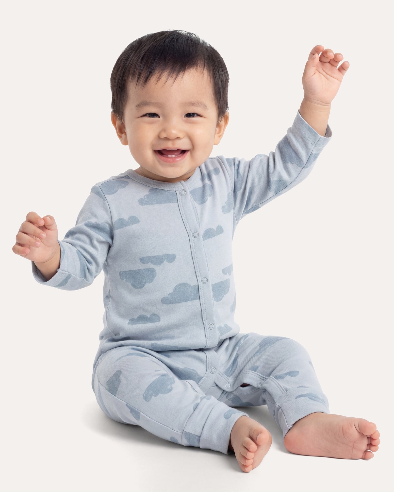 Macacão bebê manga longa estampado - Azul Claro