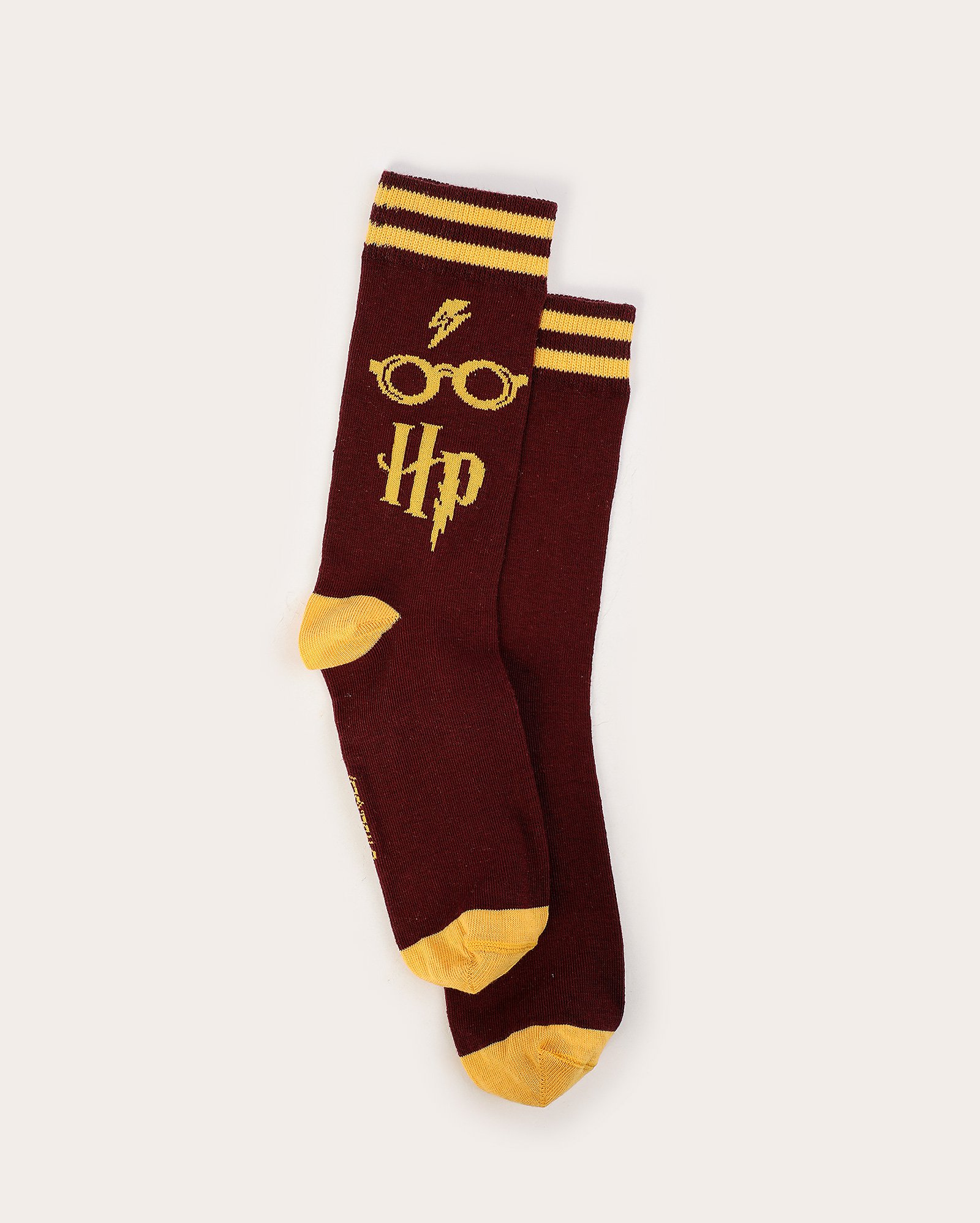 Meia masculina cano longo listras HP vinho | Harry Potter