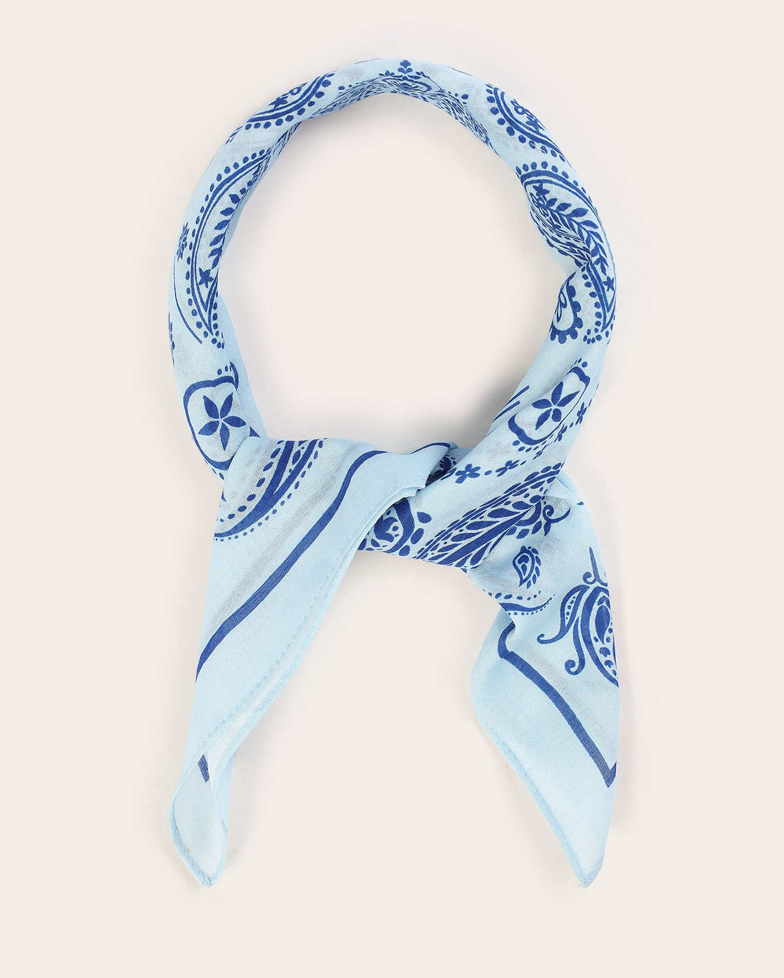 Lenço feminino bandana paisley azul