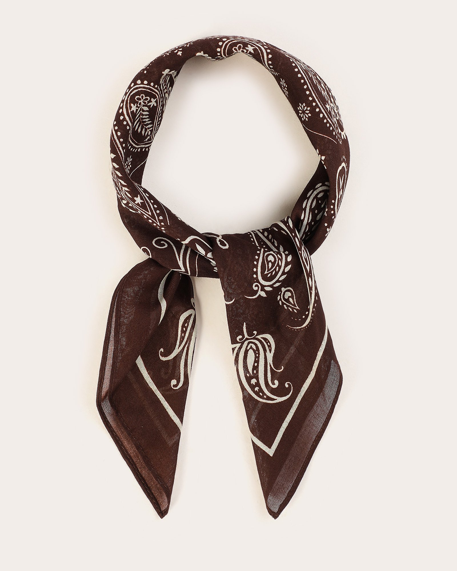 Lenço feminino bandana paisley marrom
