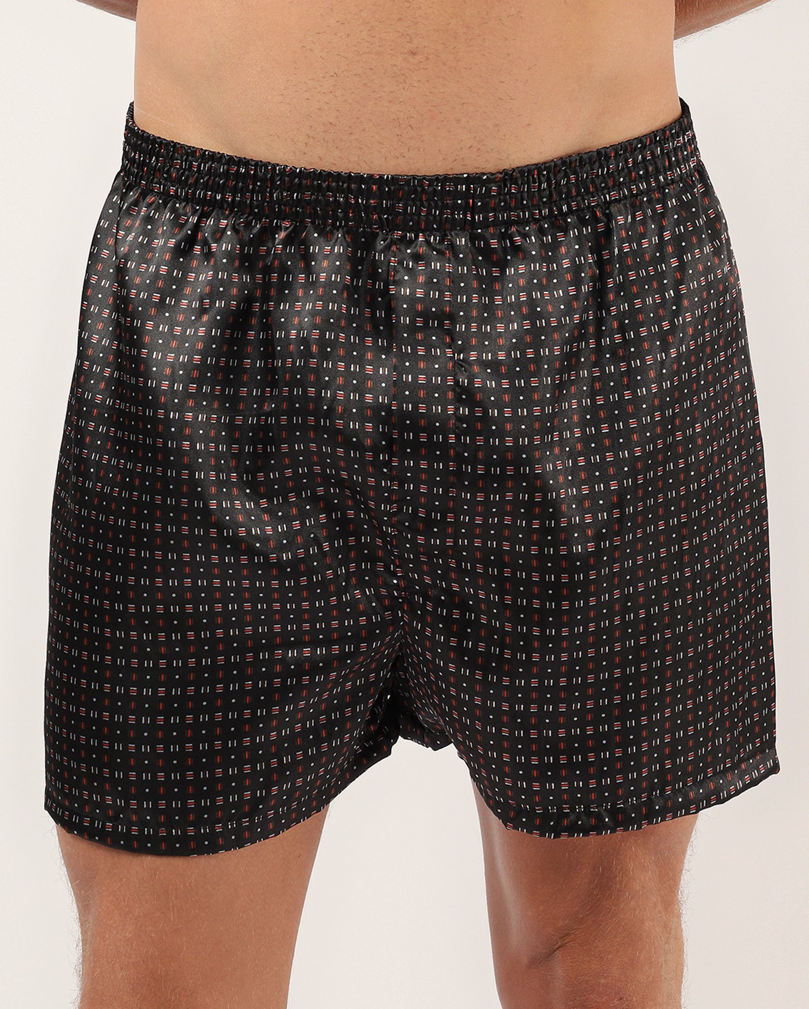 Cueca samba canção em cetim estampada - preta