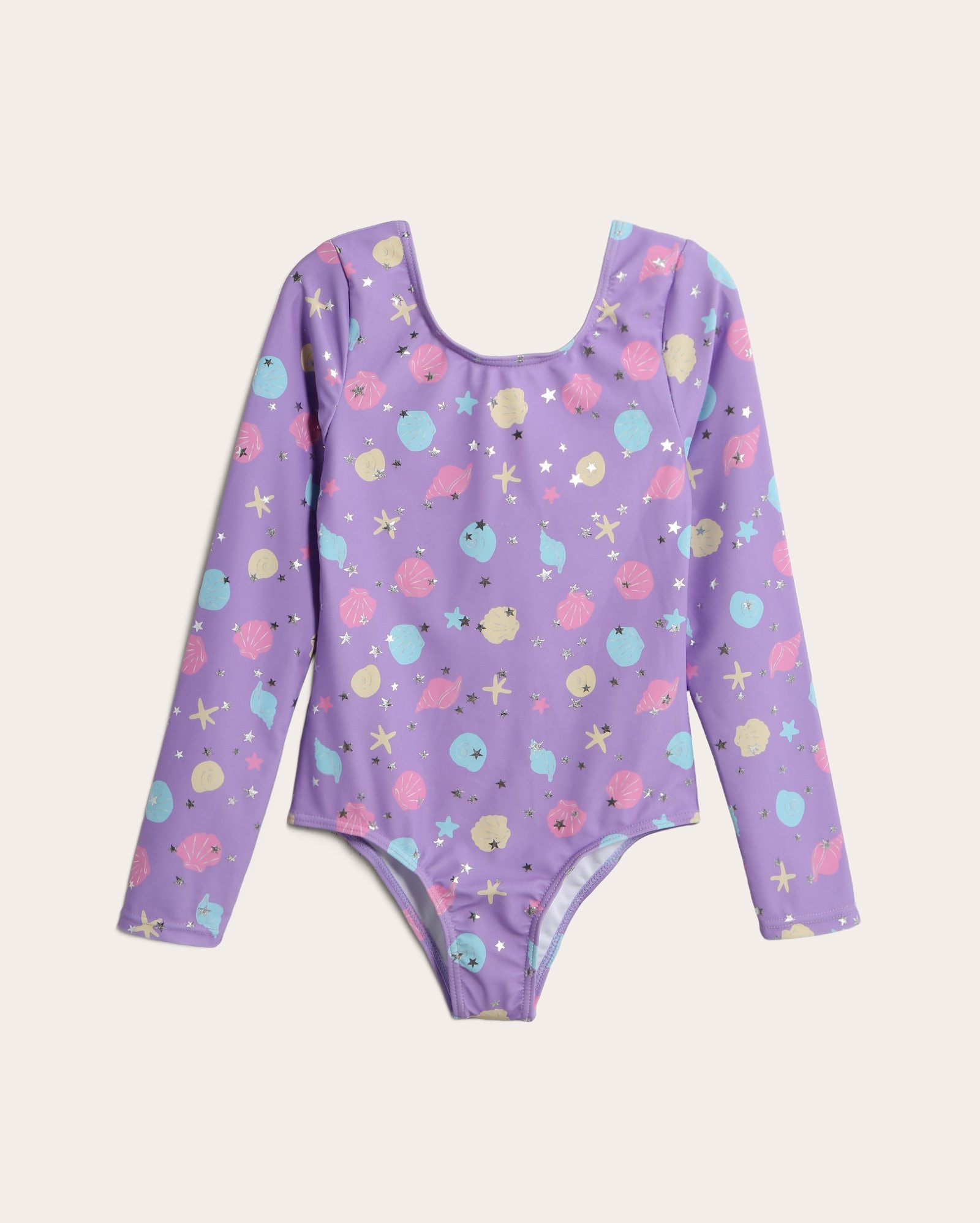 Maiô infantil estampado com brilho 6-12A - Lilás