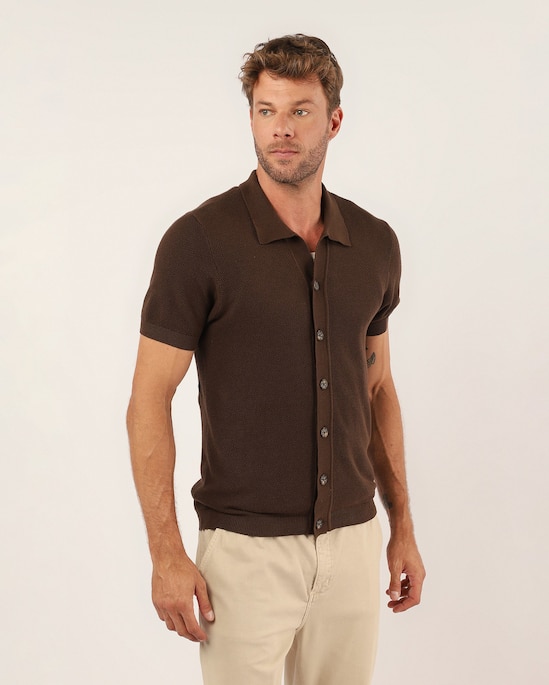 Polo masculina de tricot manga curta