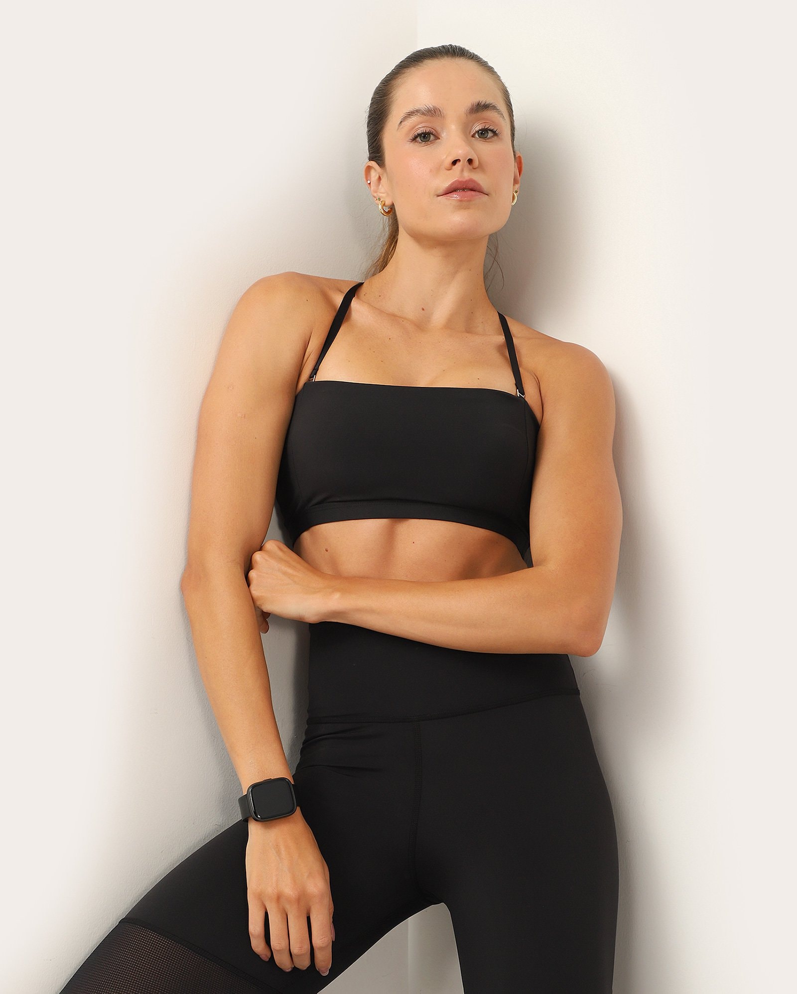 Top de treino com poliamida e alça removível - preto | Body Work