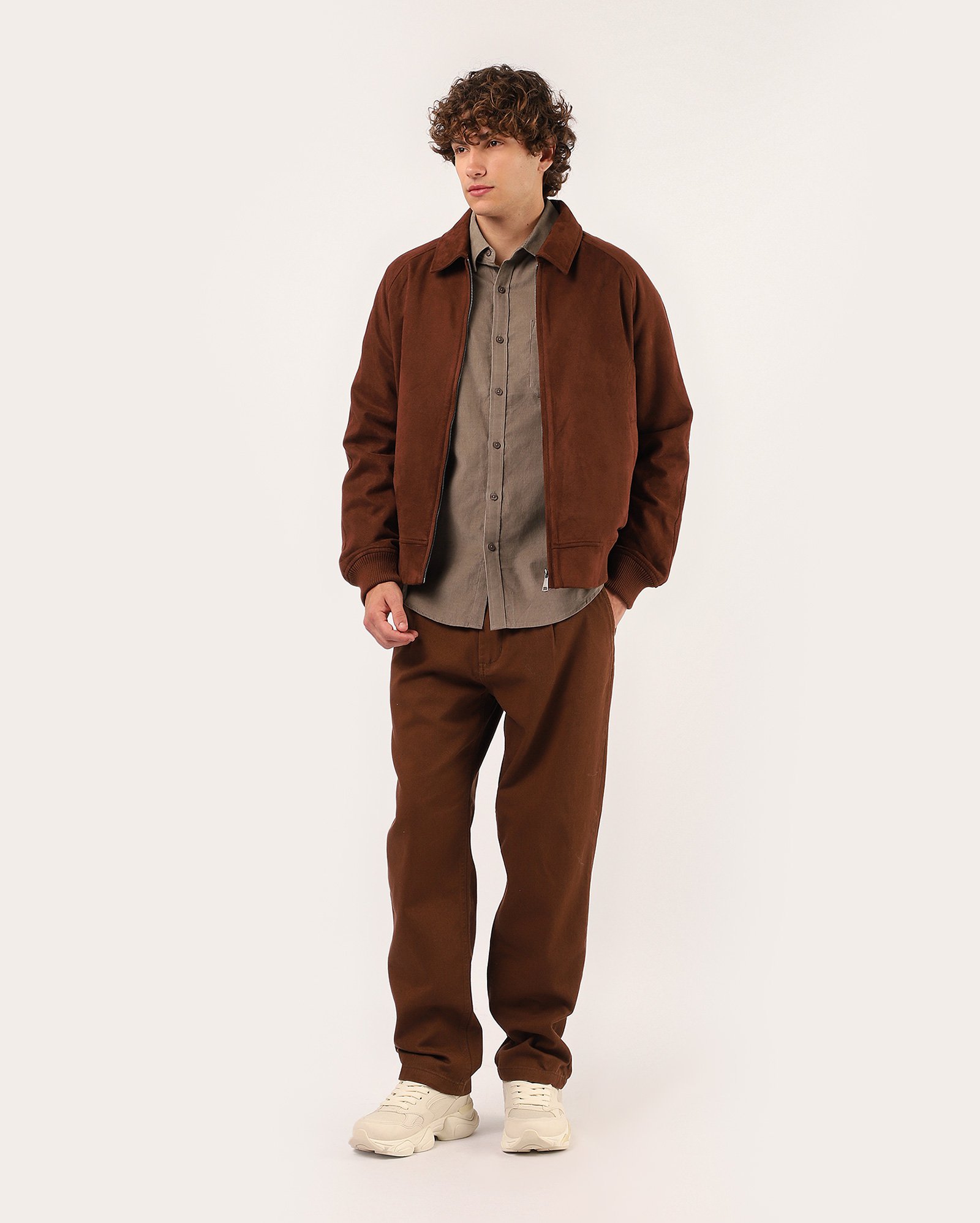 Riachuelo | Jaqueta masculina de suede bomber - marrom