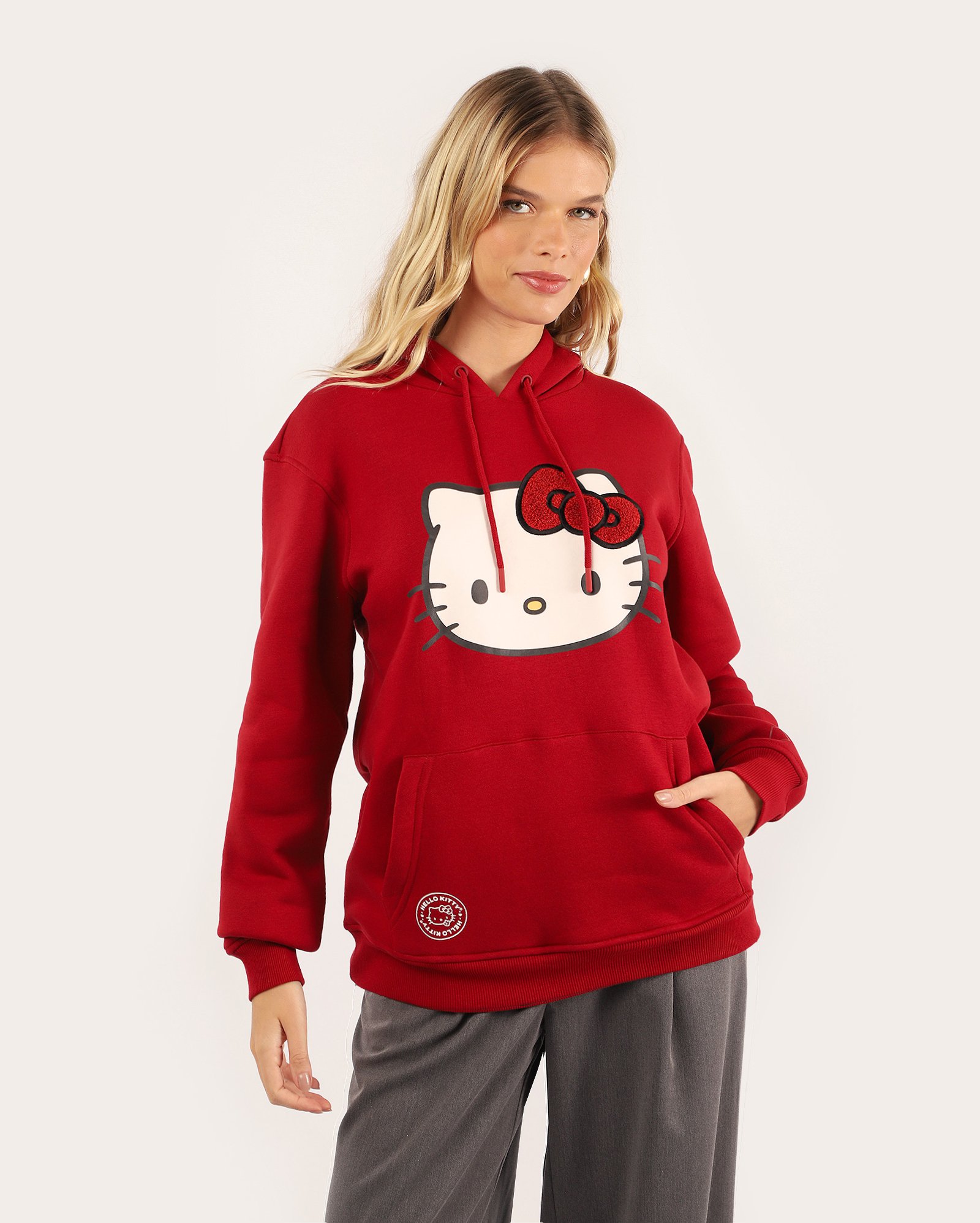 Blusa de moletom feminina Hello Kitty - vermelha | FANLAB
