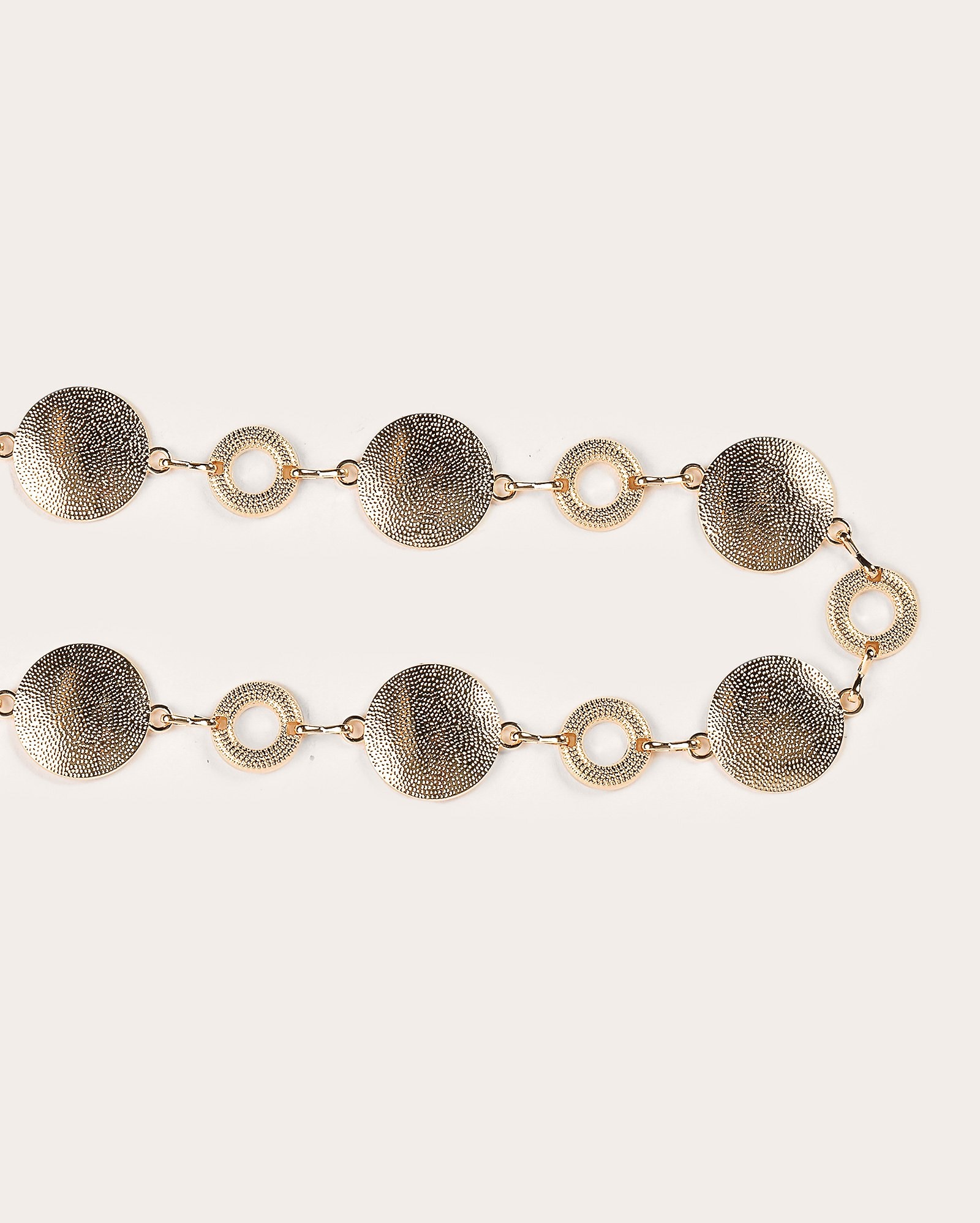 Cinto feminino corrente com círculos em metal dourado