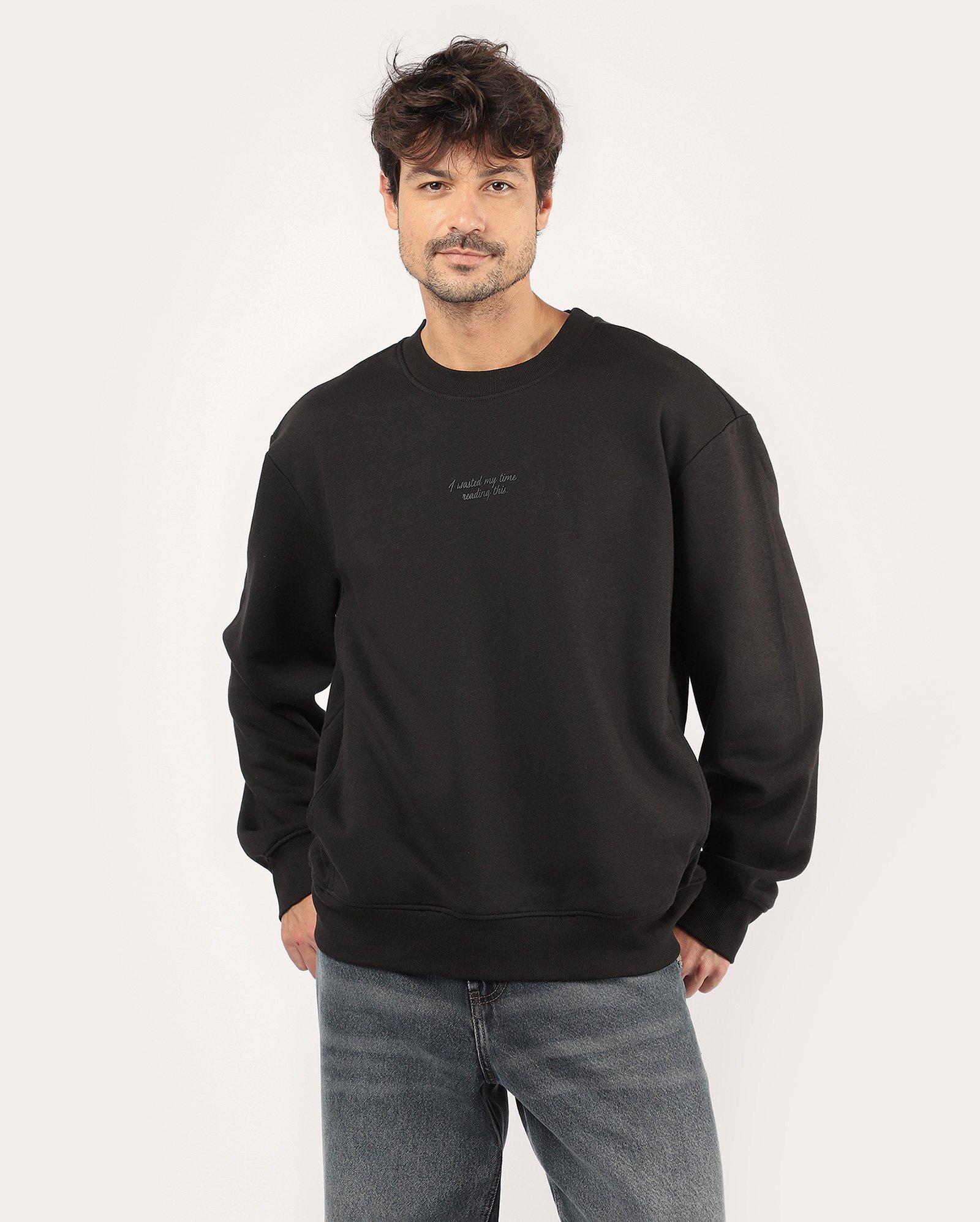 Blusa de moletom masculina relaxed com lettering - Preto Mescla