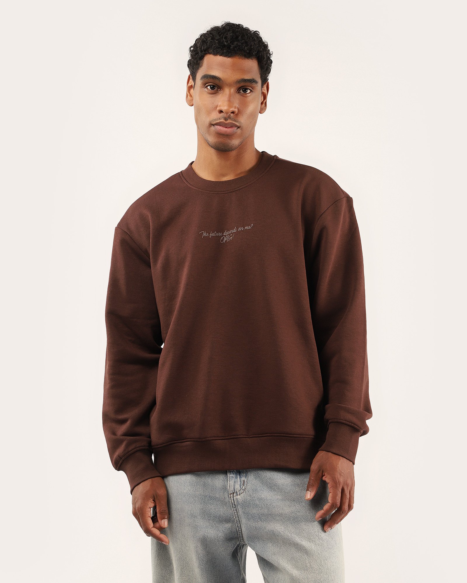 Blusa moletom masculino careca com bolso - marrom