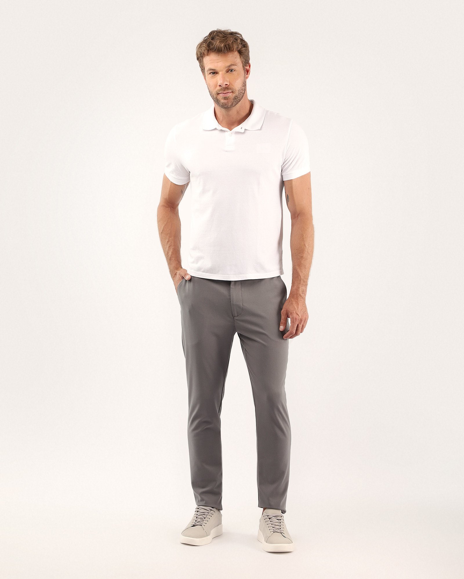 Calça masculina slim casual - cinza