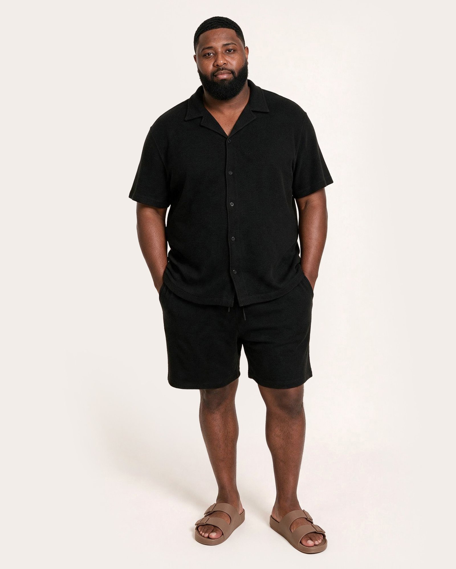 Bermuda plus size masculina com cordão - Preta