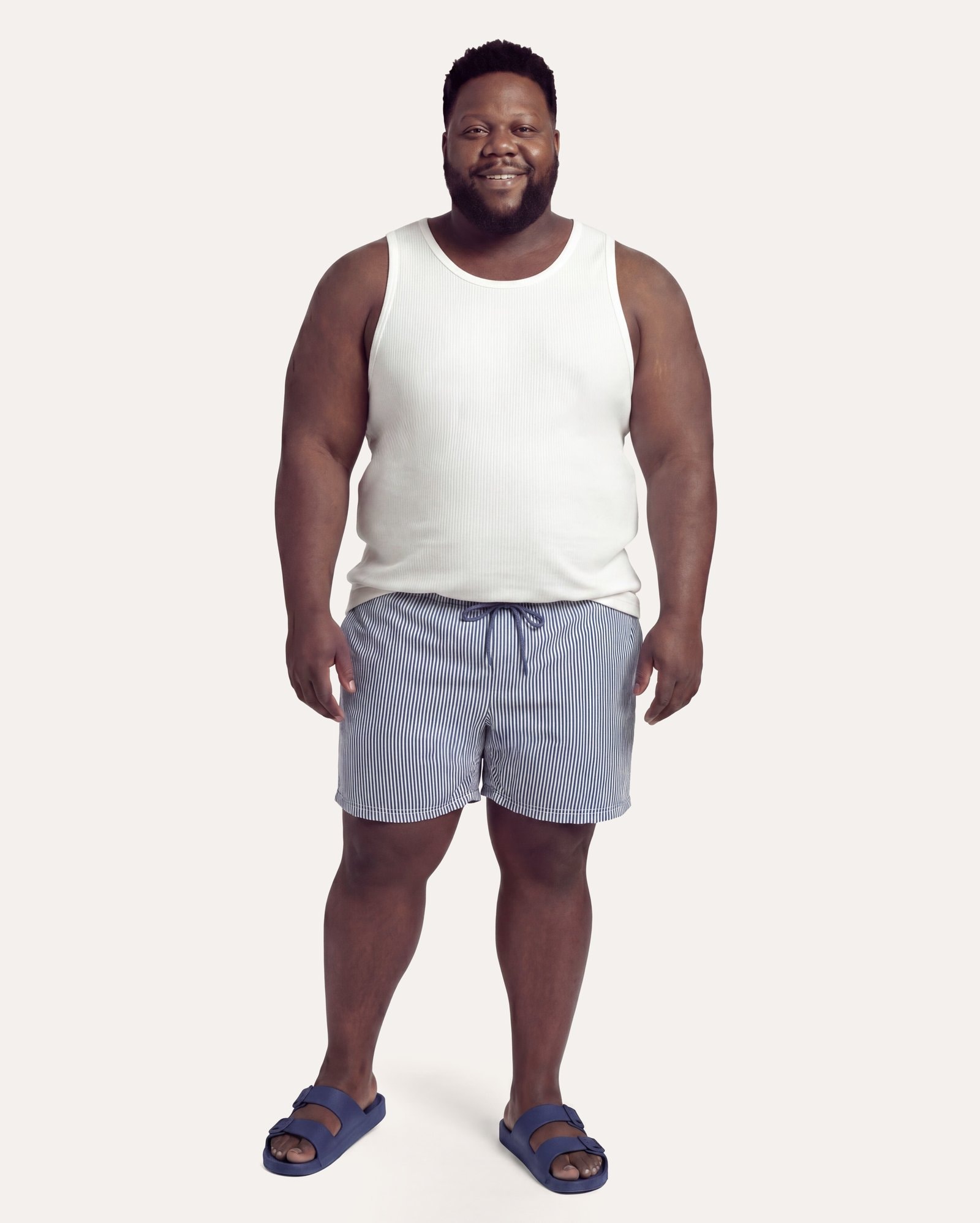 Short água plus size masculino listrado - azul