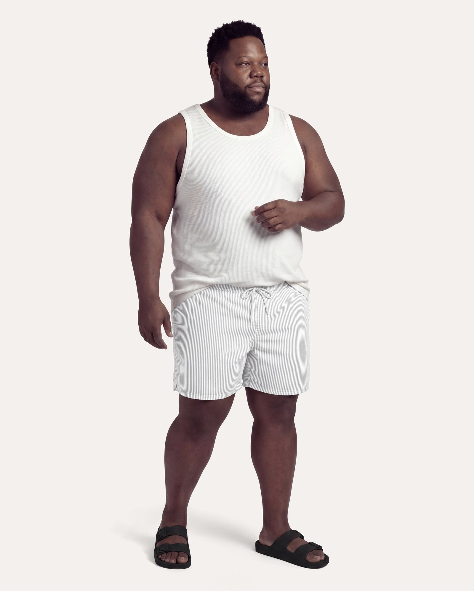 Short água plus size masculino listrado - cinza