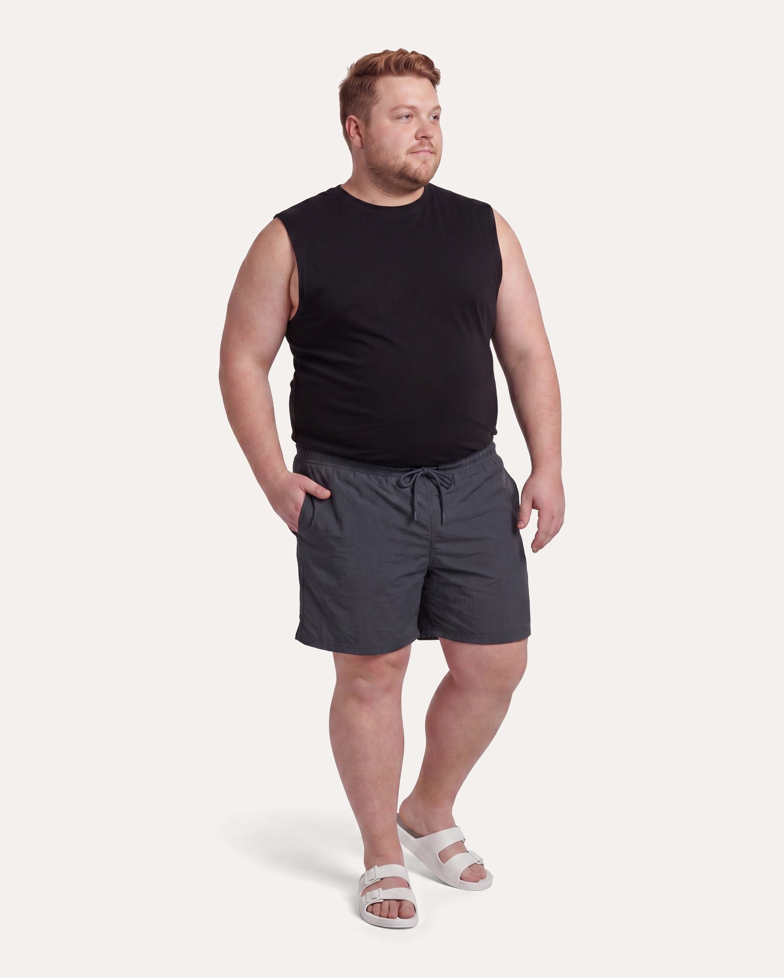 Bermuda água masculina reta com amarração - cinza