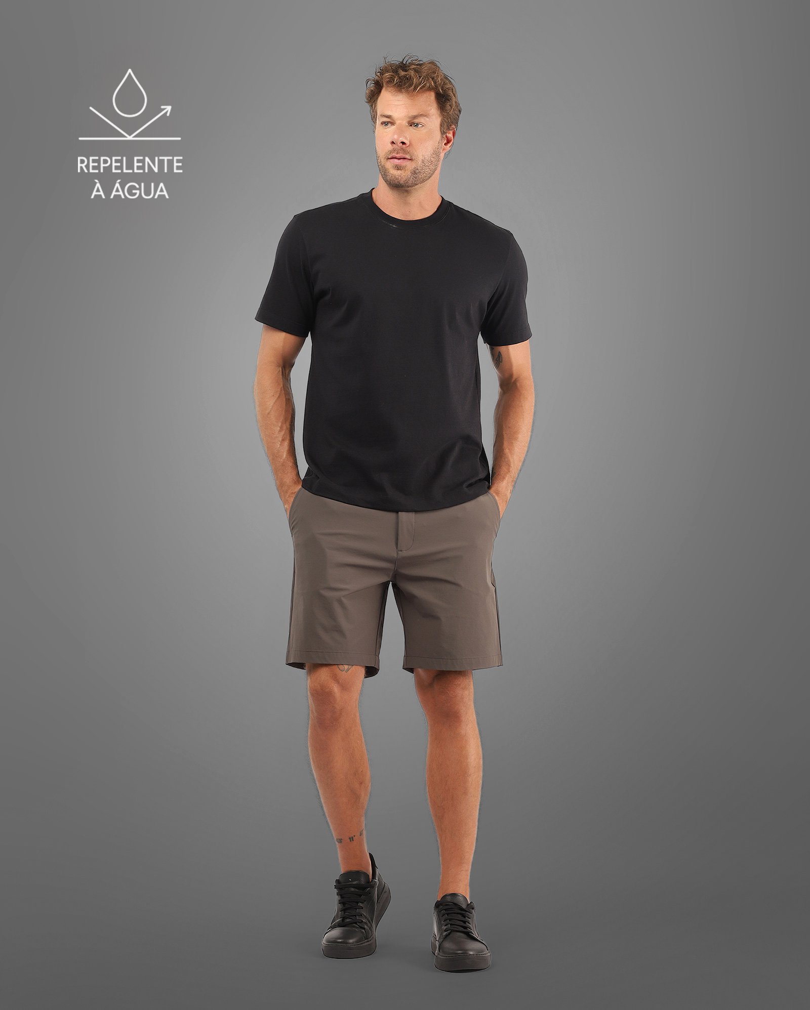 Bermuda masculina Tech D-Ultra resistente à água - cinza