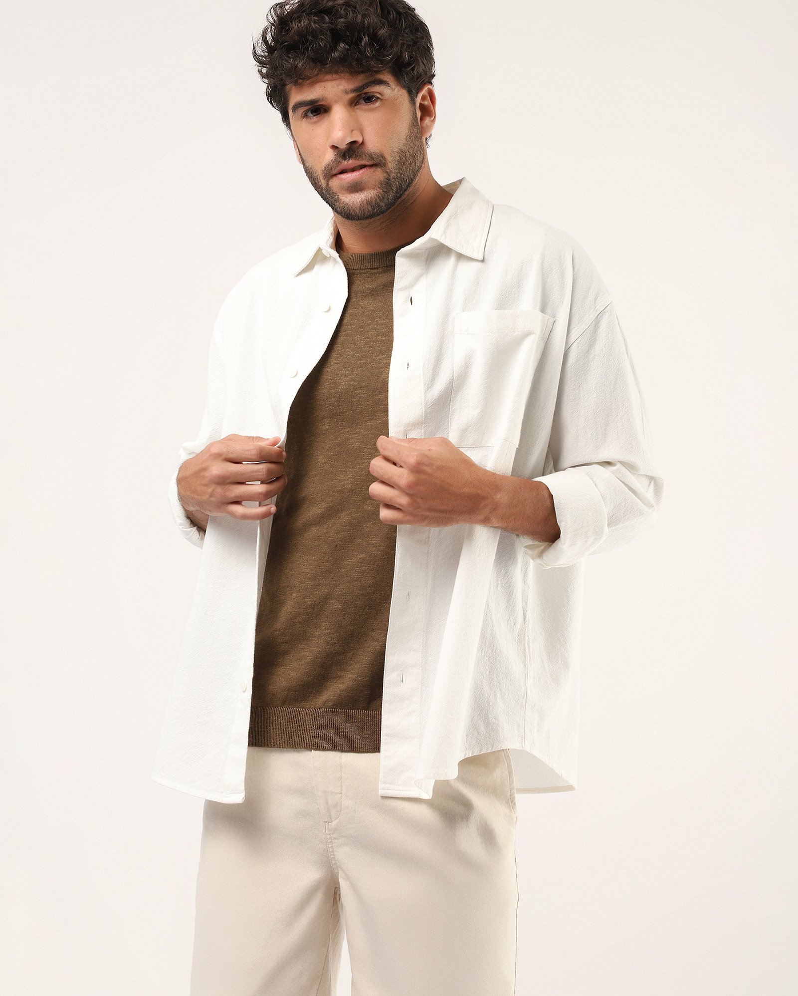 Camisa masculina regular - Off-white