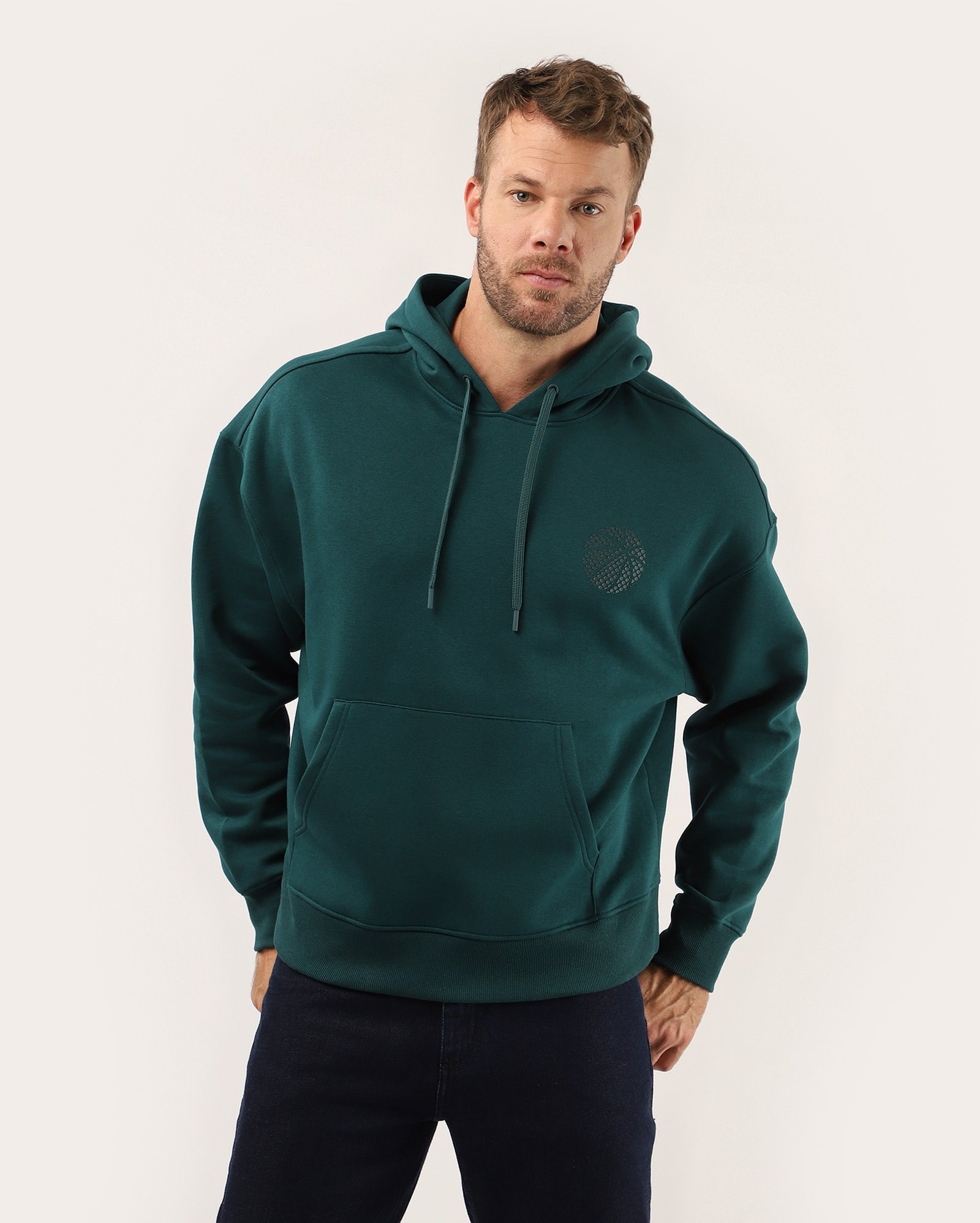 Blusa de moletom masculina canguru estampada - Verde Escuro