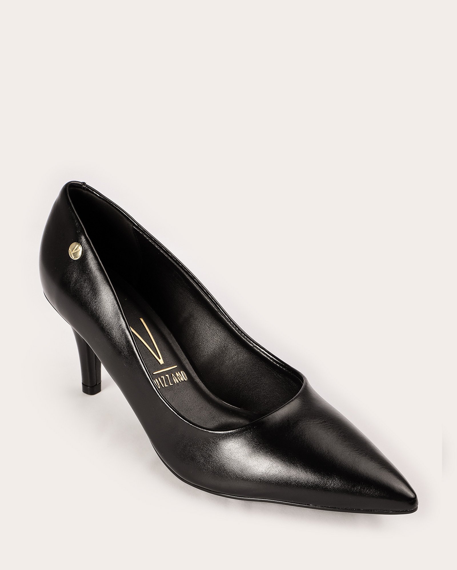 Sapato scarpin salto médio e bico fino - Preto | Vizzano