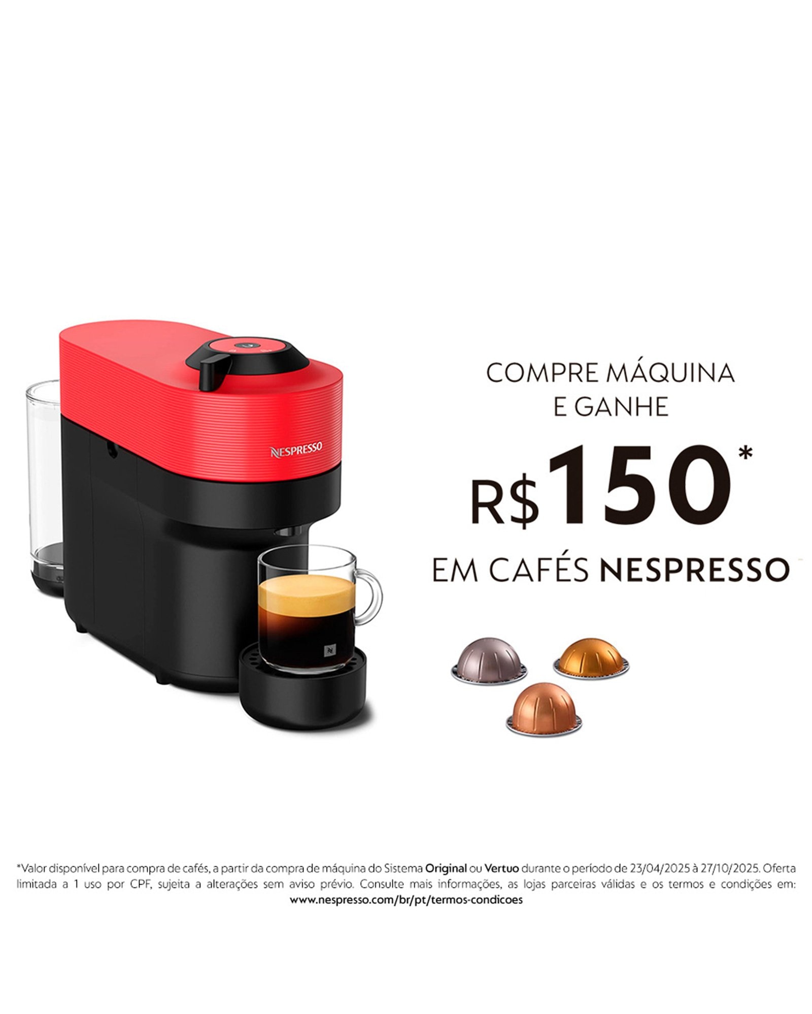 Máquina de café Vertuo Pop vermelha | Nespresso