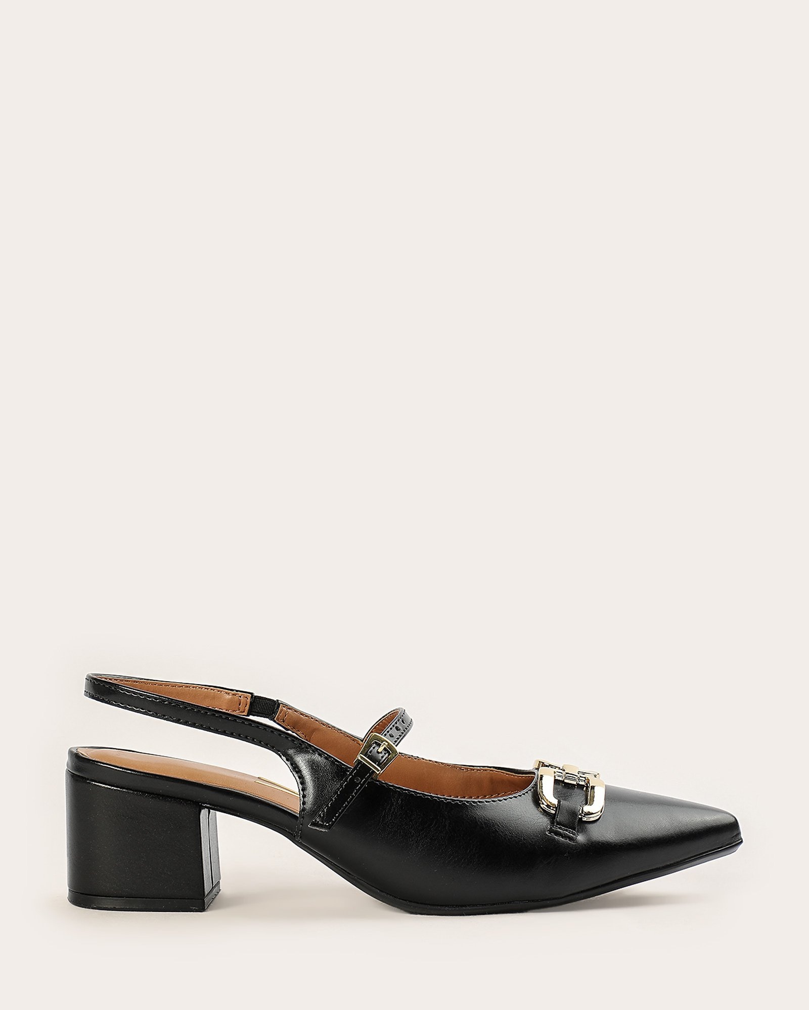 Sapato scarpin slingback salto grosso - preto | Vizzano