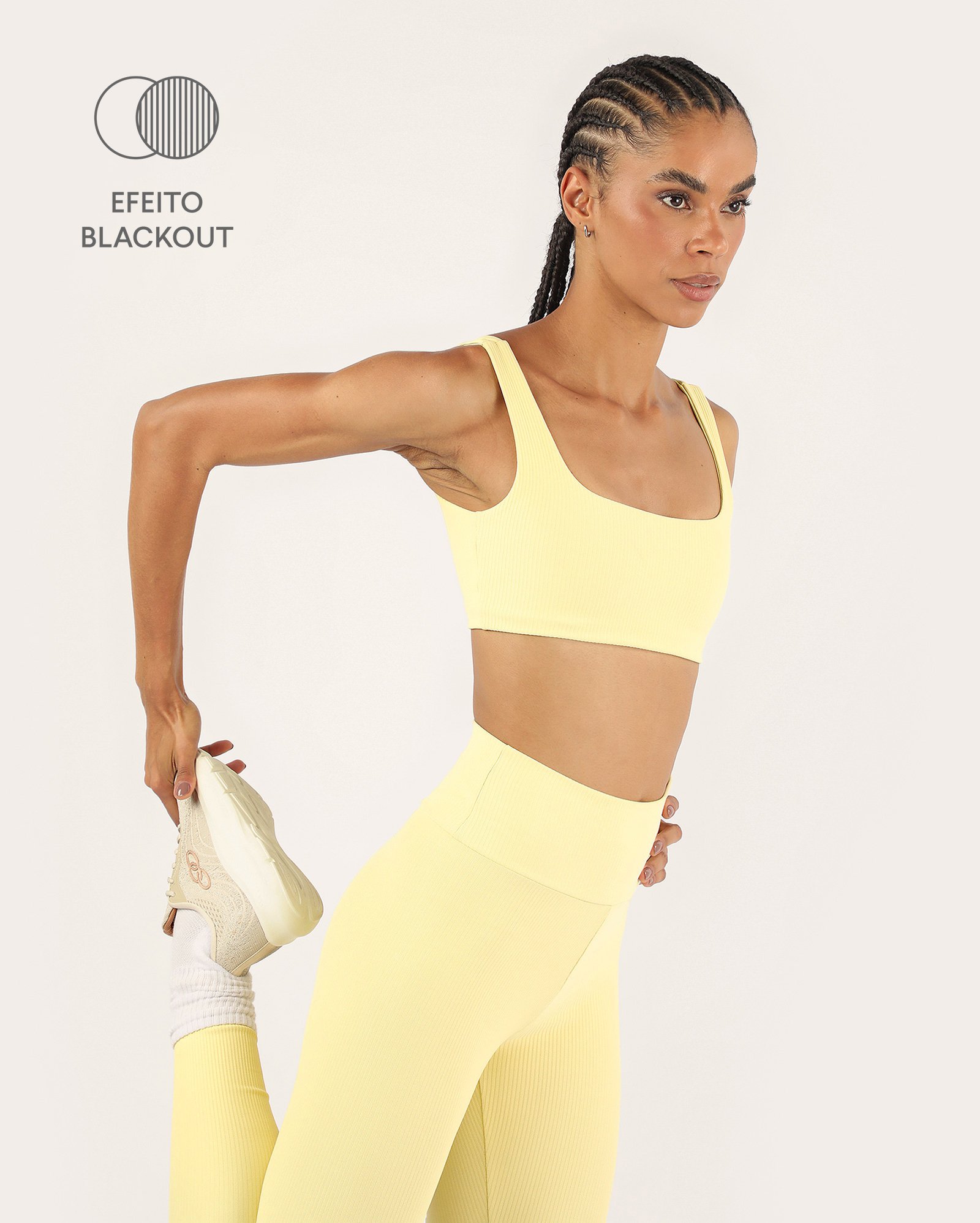Top treino CoverSync canelado - Amarelo Claro | Body Work