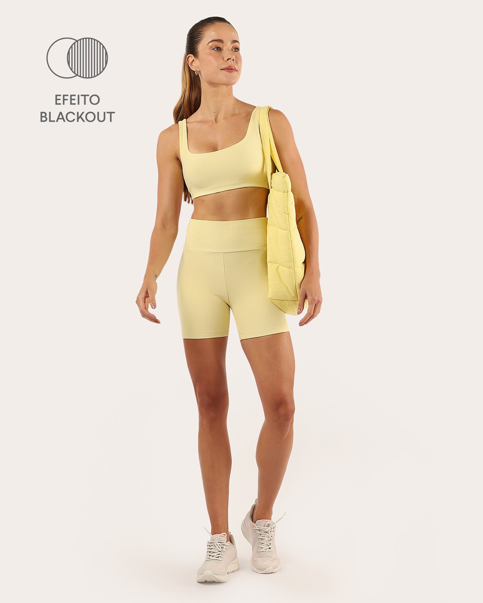 Bermuda de treino CoverSync canelada - Amarelo Claro | Body Work